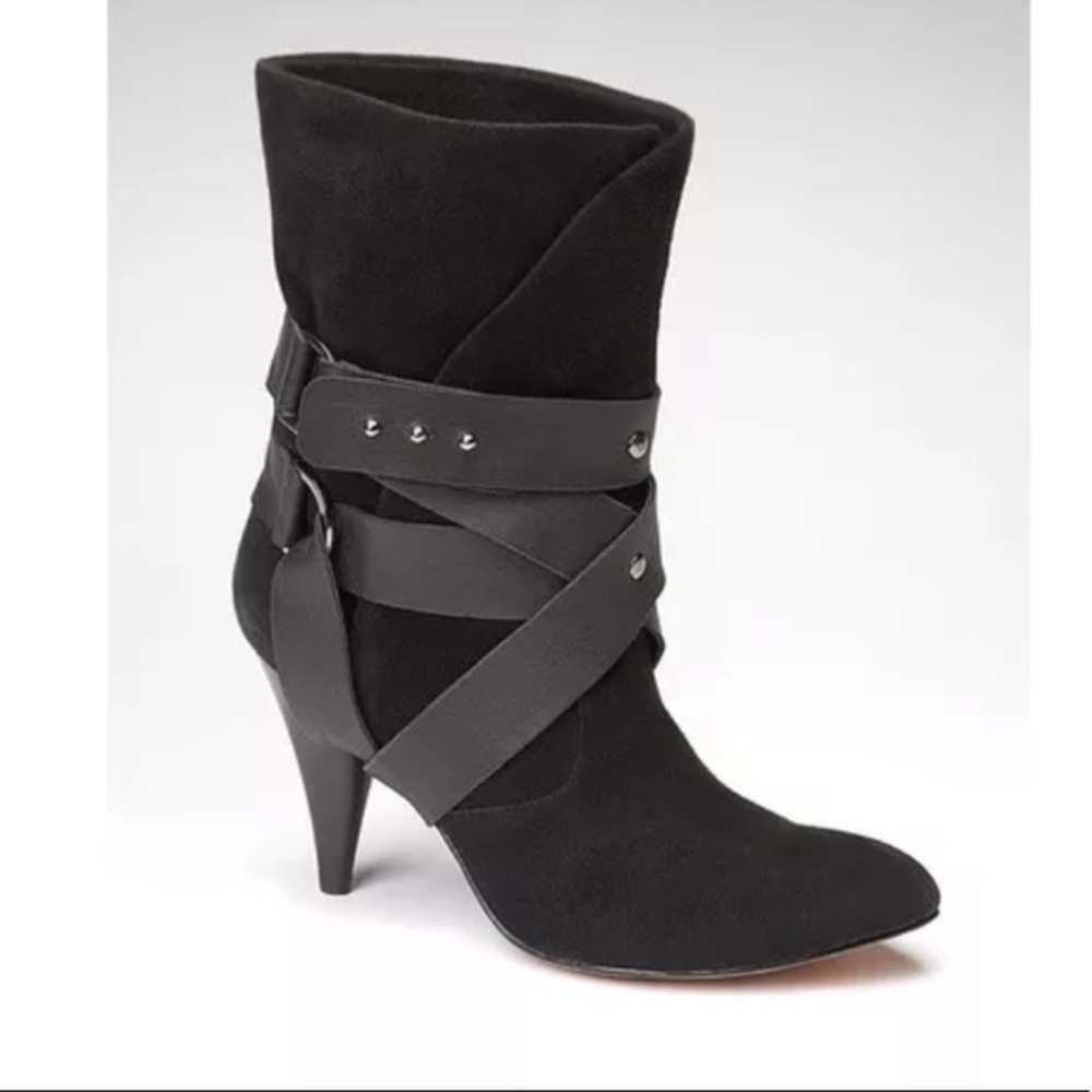 Mea Shadow Cassandra Black Suede Harness Boots 7.5